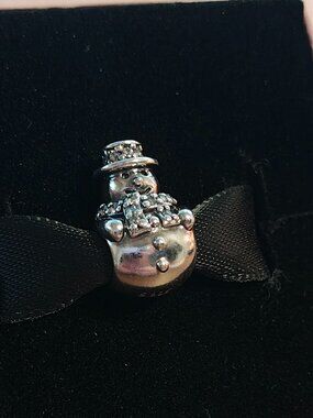 Authentic Pandora Retired Snowman Charm 792001CZ Sterling Silver Christmas Winte